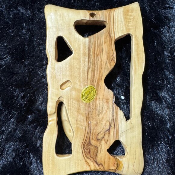 Made In Bethlehem Holy Land Hand-Carved Olive Wood Jeus Halo Plaque - Picture 4 of 5